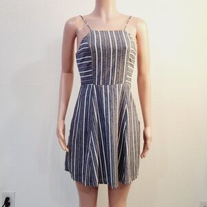 Loveriche Linen Skater Style Cotten & Linen Blend Back Corset Ties Dress Size: M